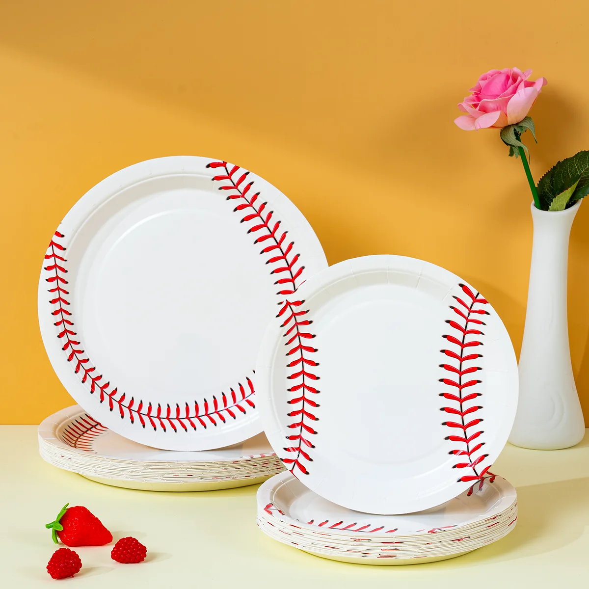 10/25/50Pcs Baseball Print Disposable Paper Plates Heavy Duty Tableware for Kids Baseball Birthday and Game Day Parties