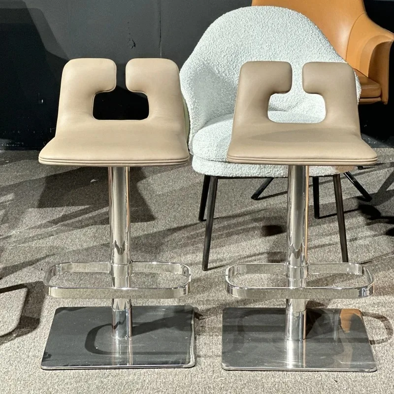 

Italian Luxury Bar Stools Nordic Industrial Metal Beige Modern Design Bar Chair Counter Nordic Sillas Para Barra Club Furniture