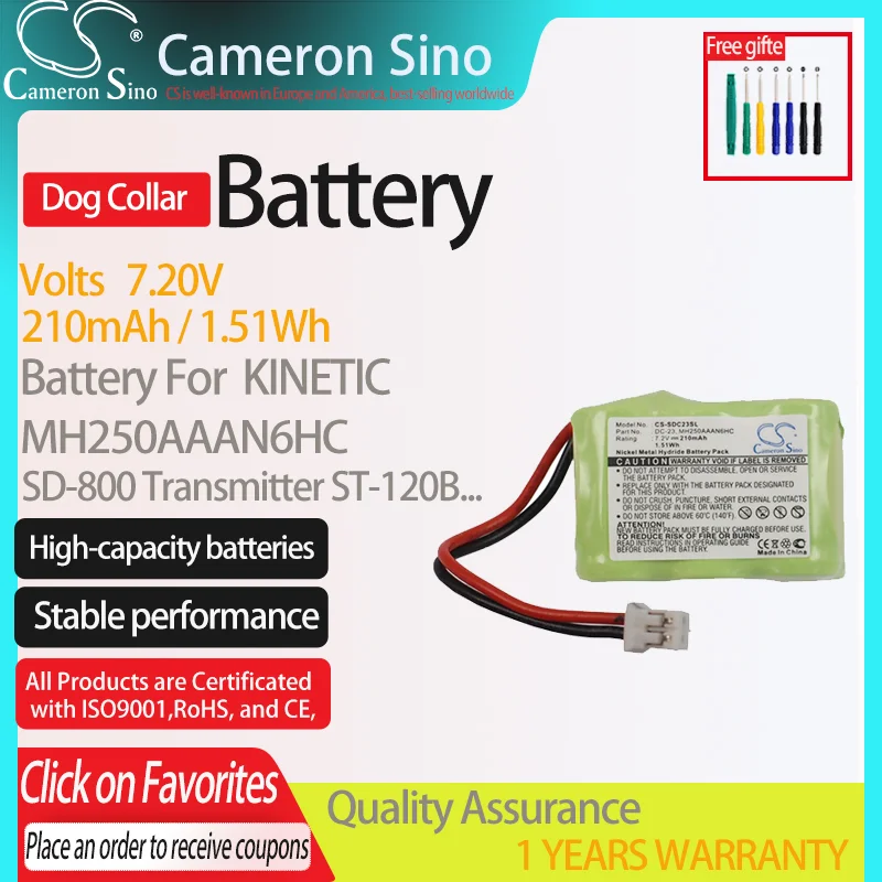 CameronSino Battery for KINETIC MH250AAAN6HC SportDog Sporthunter SD-800 .fits MH250AAAN6HC 650-104 ,Dog Collar Battery.