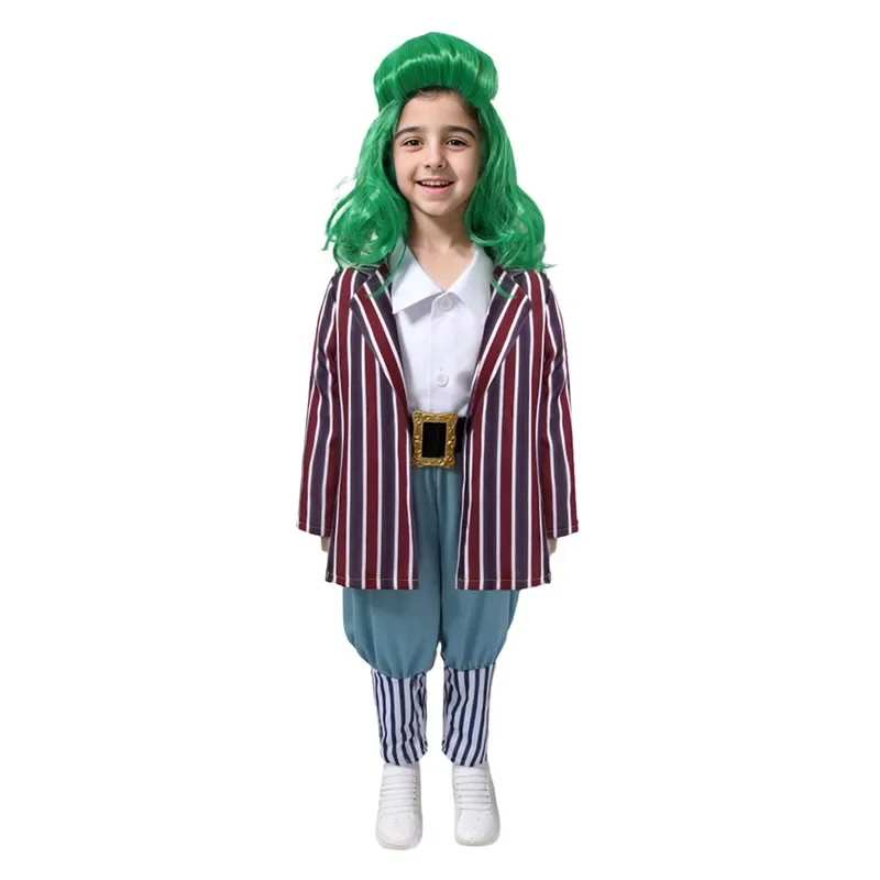 زي تنكري للأطفال من Wonkka Oompa ، تنكر كرنفال الهالوين ، بدلة أطفال ، Loompa ، فيلم ، مصنع شوكولاتة ، أولاد ، بنات ،