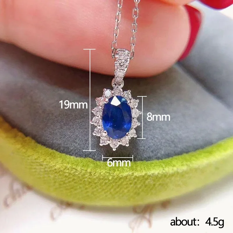 Blue Oval Copper Set Zircon Pendant Necklace Ladies Wedding Luxury Women\'s Accessories Anniversary Gift Fashion Jewelry