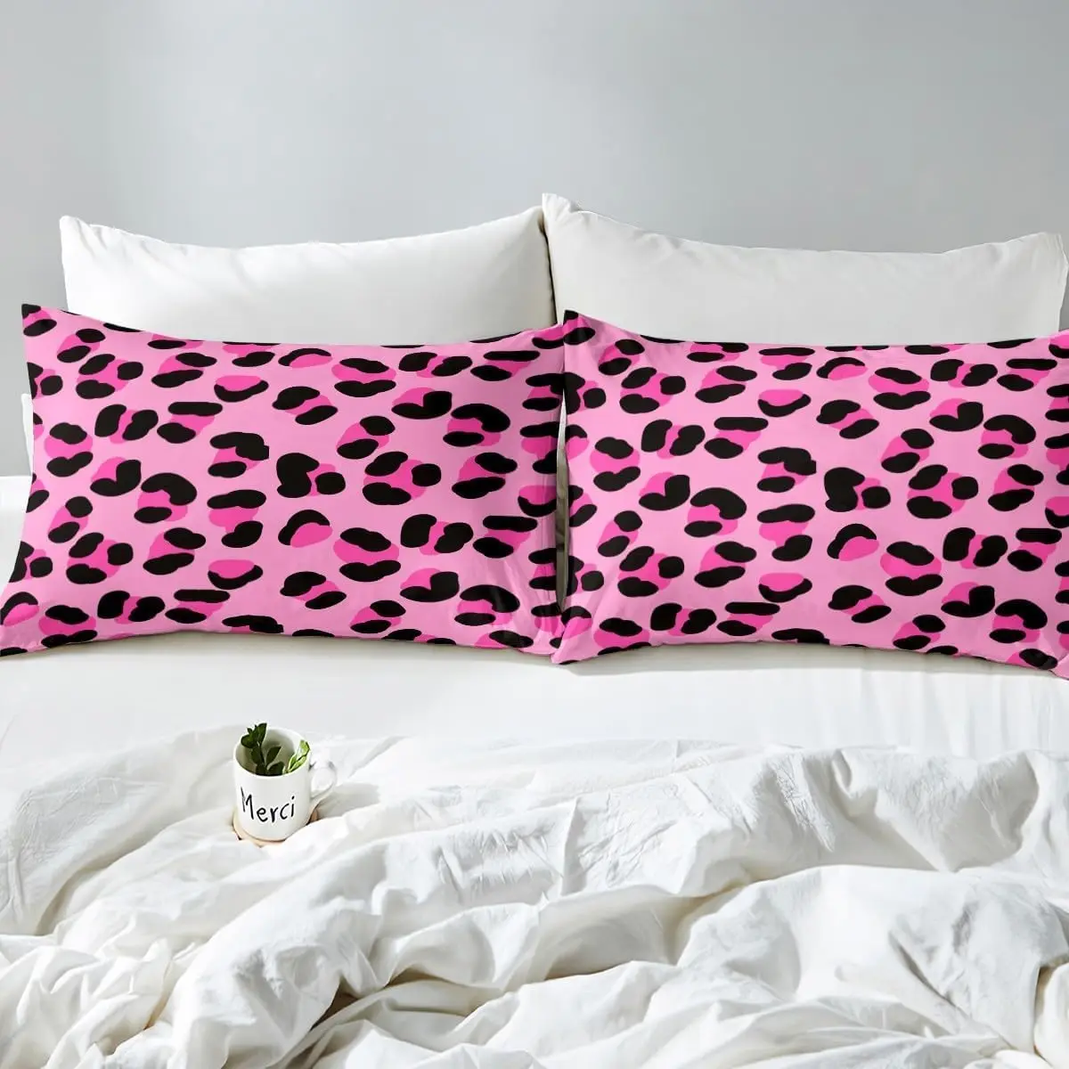 Pink Black Leopard Print Bedding Set Single Size Cheetah Animal Theme Duvet Cover With 1 Pillowcase For Kids Teens 5