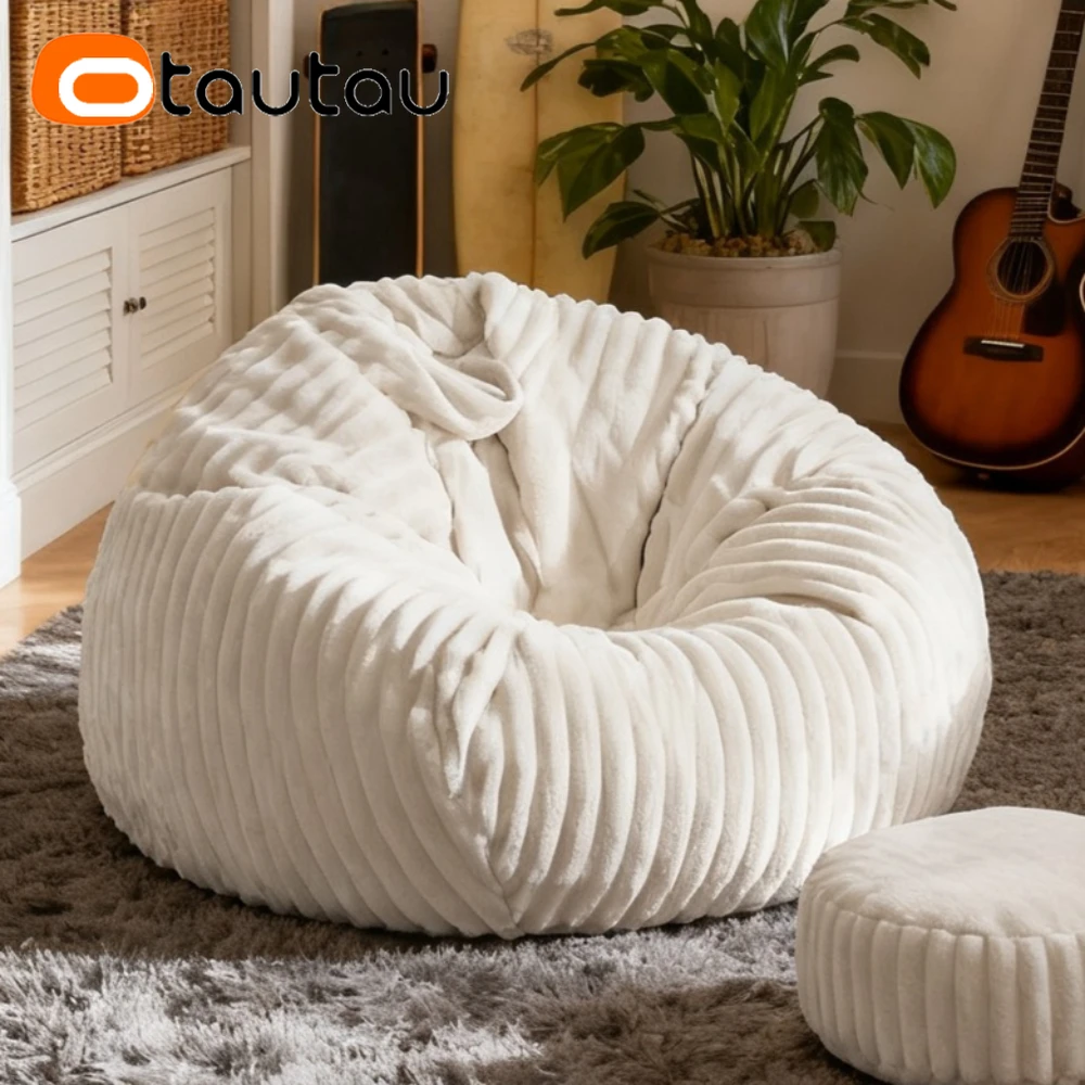 OTAUTAU Faux Bunny Fur Bean Bag Cover Winter Christmas Pouf DD234【No Filler Inside! Need Buy Filler By Yourself !】 view 5