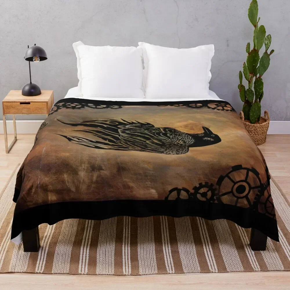 

Clockwork Raven Throw Blanket Warm Flannel Blanket for Couch Chair Bedroom
