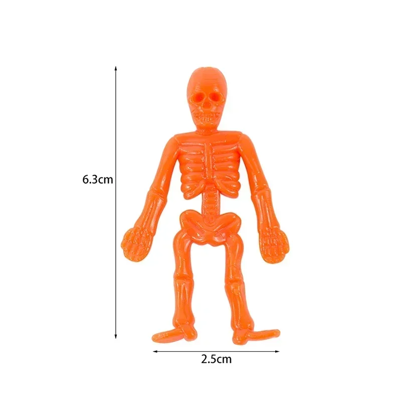 50szt Halloween Miękka guma Rozciągliwy szkielet Zabawki dla dzieci Ulubione imprezy TPR Miękka gumowa lalka z czaszką Zabawka antystresowa Prezent