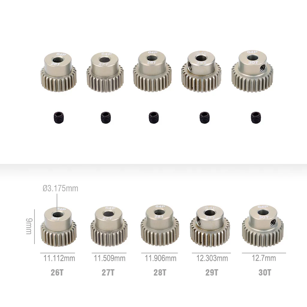 Surpass Hobby 64DP 3.175mm 22T 25T 26T 30T 31T 34T 35T 39T 42T 45T 47T 48T 49T 21T-50T Metal Pinion Motor Gear for 1/10 RC Car