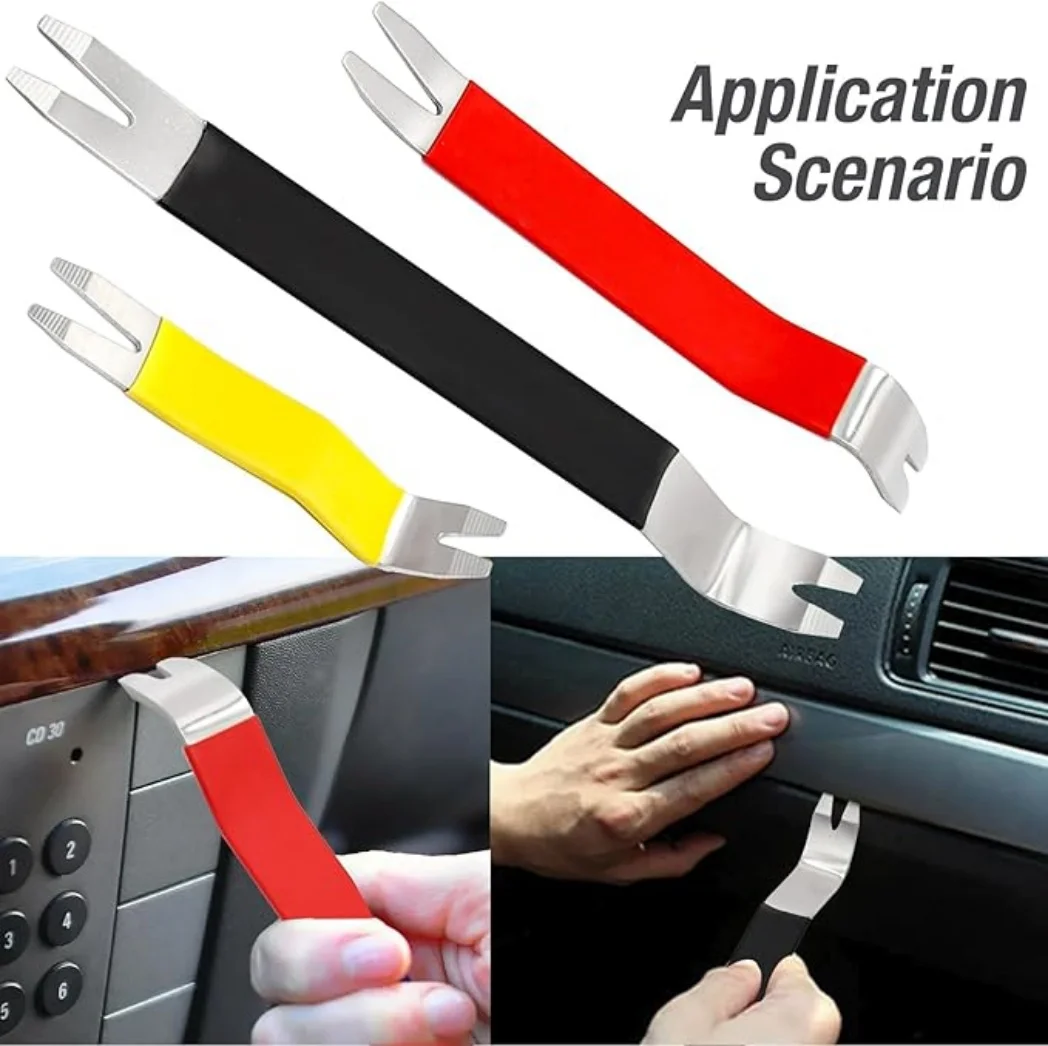 Outil de retrait de garniture automatique 6 pièces, outil de levier de retrait de fixation en acier inoxydable, outil de retrait de panneau pour tableau de bord de panneau de porte de voiture