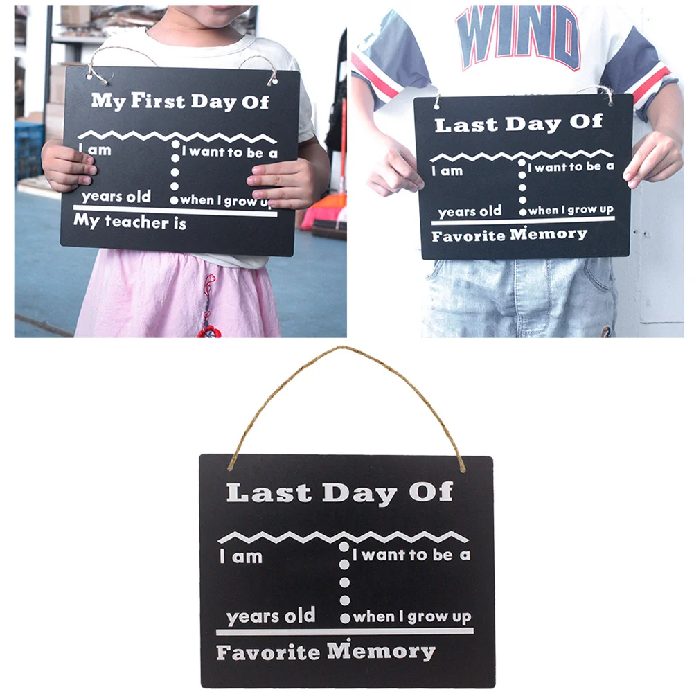 

2 pcs Double-Sided Chalkboard Wall Hanging For Kids School Milestone Day Blackboard Decor Reusable Message Board