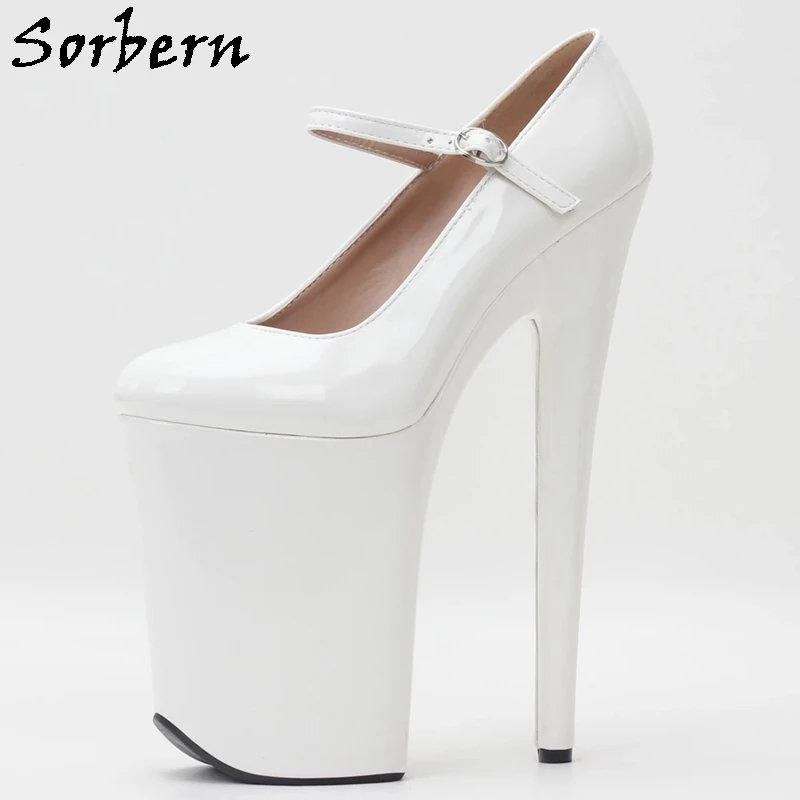 Sorbern 9 Inch White Mary Janes Women Pump Stripper High Heel 23cm Platform Pole Dance Shoes Custom Multi Colors