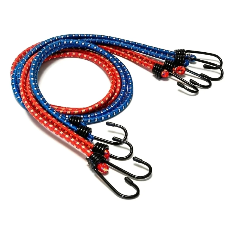Motorcycle Cargo Tie Down Cords with Hooks 4 Pack 40 Inch Elastic Straps for Luggage Securing, Tarp Fastening Jobs Camping