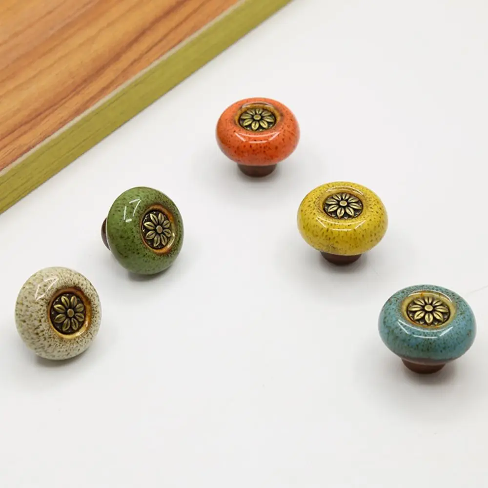 เรียบง่ายเดี่ยวหลุมตู้ KNOB เสือดาวพิมพ์เคลือบสีประตูดึง Handles VINTAGE สังกะสีอัลลอยด์ลิ้นชักตู้ไวน์