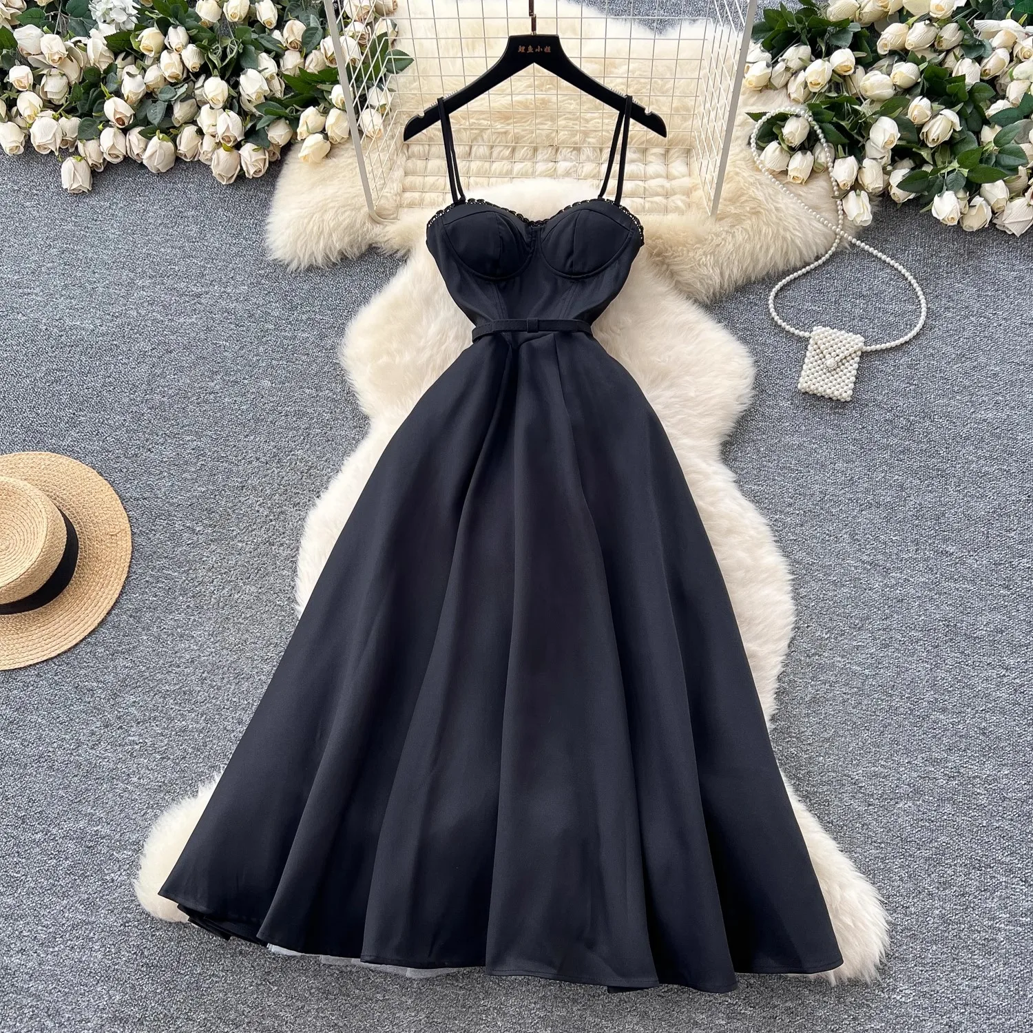 Summer Holiday Prom Wedding Dress Women Sexy Backless Trims Chest Pad Wrap Corset A Line Pleated Midi Long Dresses