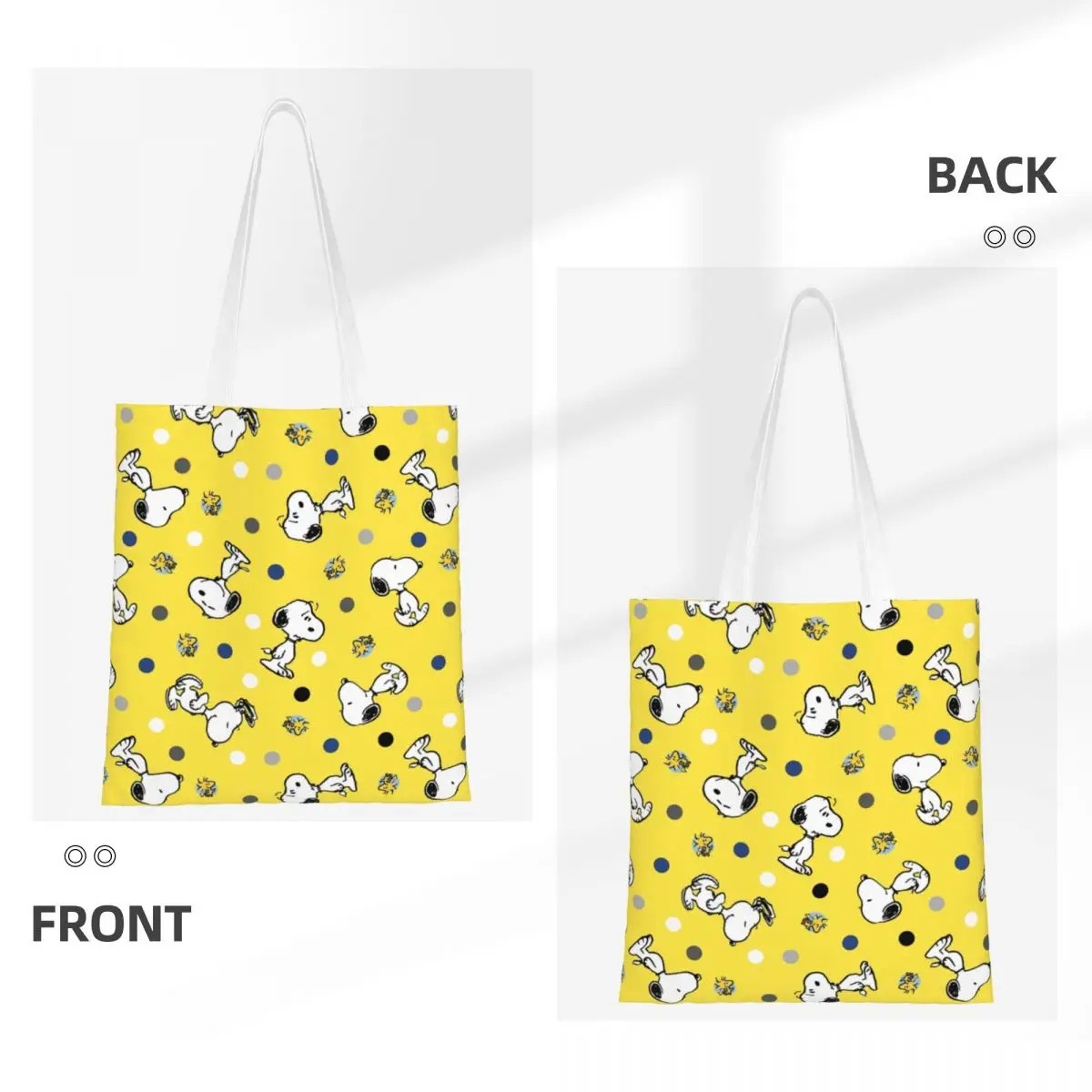 Custom Cartoon Snoopy Woodstock Animation Shopping Bag Women Shoulder Canvas Tote Bag Portable Anime Dog Groceries Shopper Bags