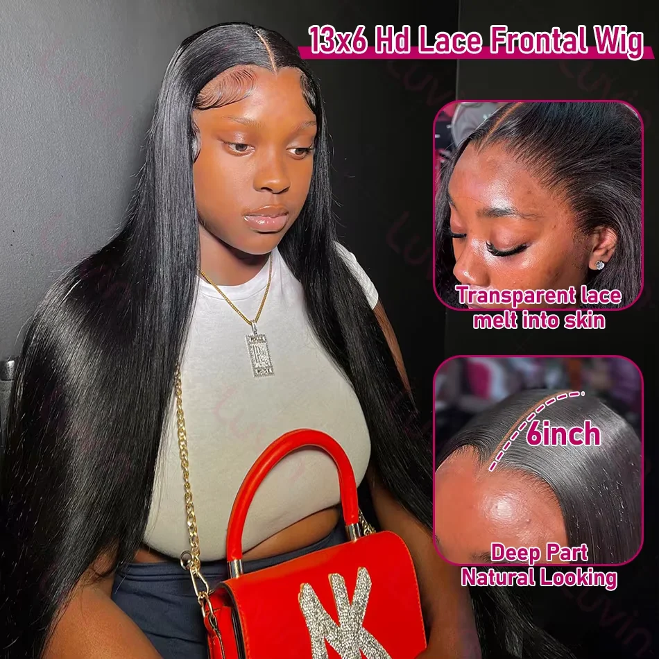 IRoshion 250 Dichtheid 38 40 Inch Pre Geplukt Kant Frontale Pruiken 13x6 13x7 Bone Straight HD Transparant Kant Voor Menselijk Haar Pruiken