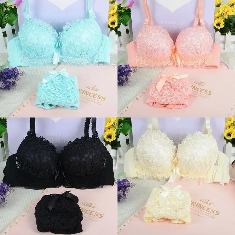 2PCS Women Bra Set Sexy Bralette Female Underwear Tank Top Underpants Fashion Brassiere Pink Lingerie Set Lady Crop Tops