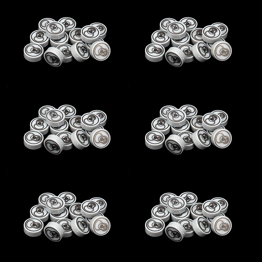 MOC 10PCS Printed 98138 Round Can Lid 1x1 Pattern Building Blocks Kits 98138pb Beverage Bricks Particle Educational Toys Gifts