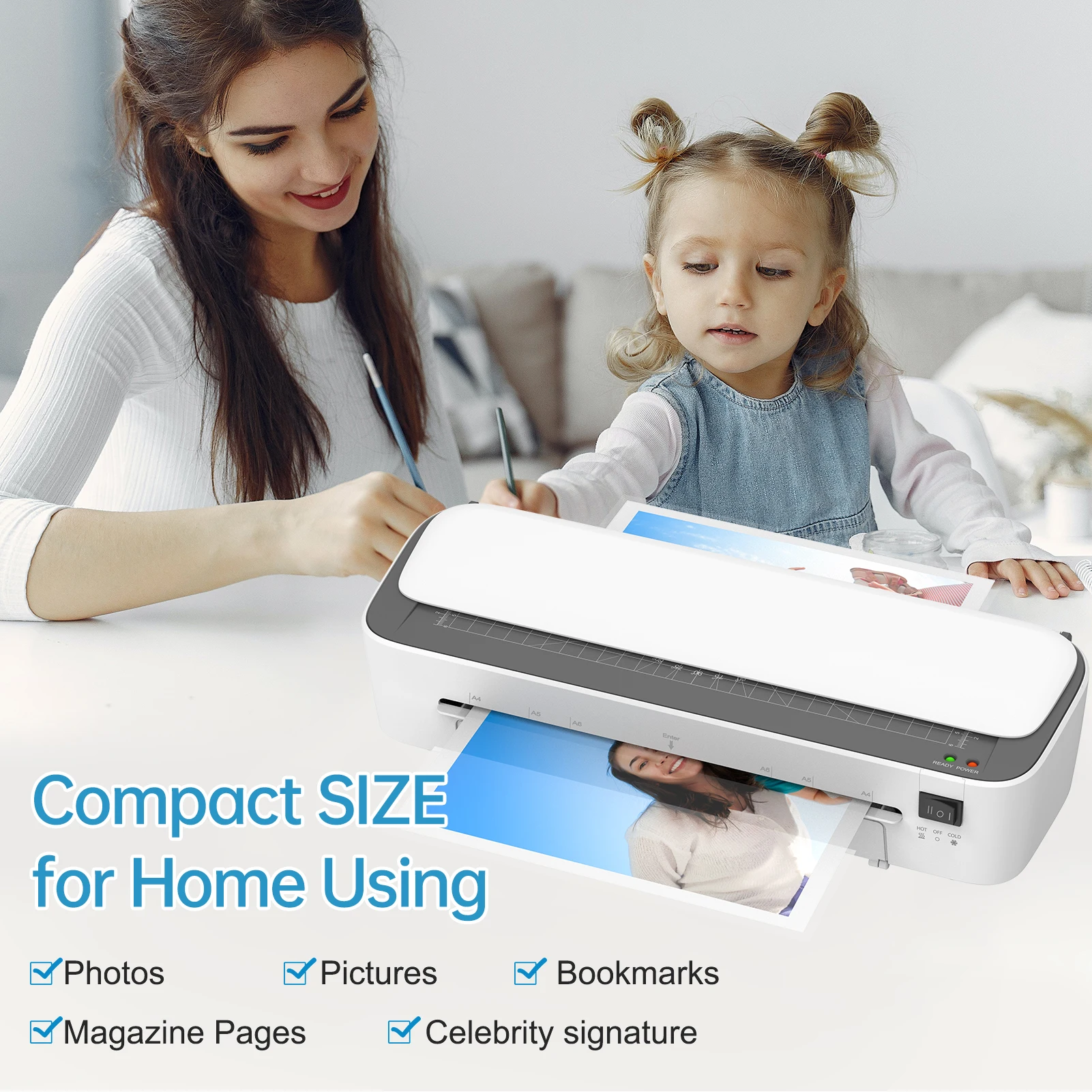 

A4 Laminating Machine 9 inches Thermal Laminator Machine Desktop 6IN1 Multifunctional Hot and Cold Lamination