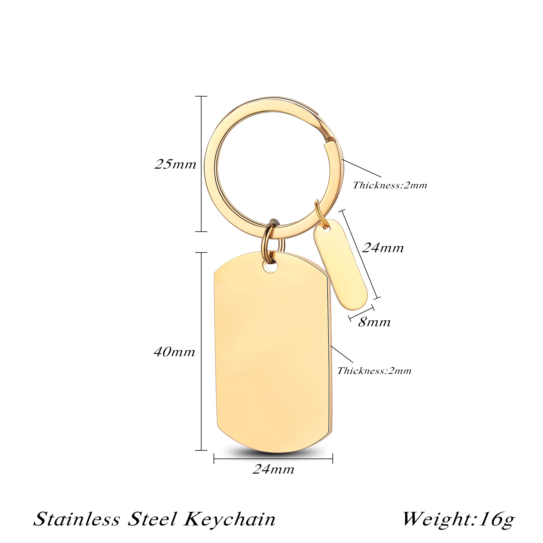 10Pcs Stainless Steel Keychain Rectangle Mirror Polishing Dogtag Blank To Record Metal Military Pendant Keyring Jewelry