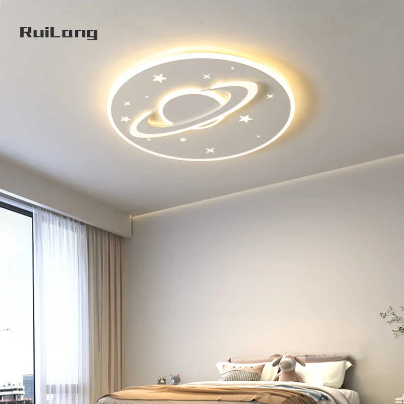 Lampada da soffitto moderna a LED Planet per la camera dei bambini Ragazzo Ragazza Camera da letto Studio Baby Lustre Cartoon Lampadario Spazio Plafoniera
