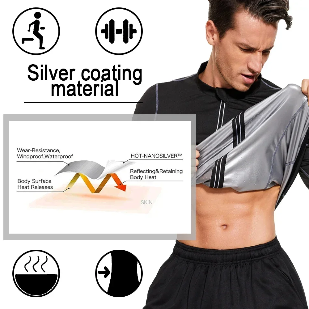 SEXYWG Weight Loss Jacket Men Sauna Sweat Body Shaper Hot Thermal Sportwear Slimming Long Sleeves Fitness Workout Fat Burning