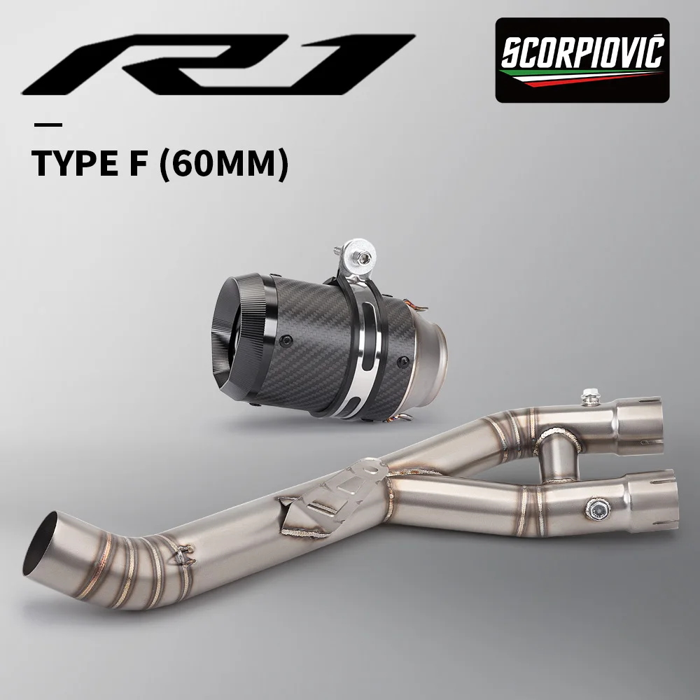 Slip On Exhaust Stainless Steel Mid Pipe AR Tail Pipe Motorcycle Exhaust System For YZF-R1 R1M 2015-2025 MT-10 Sport Naked Bike