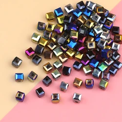 Electroplated Austrian square color crystal beads 6mm/50PCS crystal faceted bead jewelry DIY bracelet necklace accessories