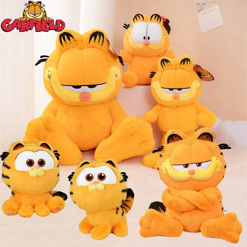 Original GARFIELD FAMILY Kawaii Soft Plush Toys Cute Cartoon Garfield Cat Odie Stuffed Animals Peluche Dolls Birthdays Gifts Kid