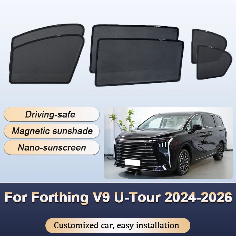 Sun Shades For Forthing V9 U-Tour Xinghai V9 2024 2025 2026 Sunshades Magnetic Heat insulation Mesh Window Visor Car Accessories