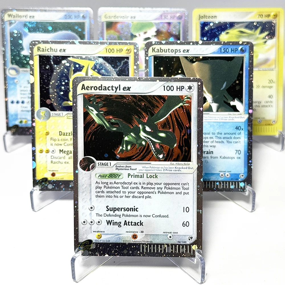PKM Sandstorm (SS) Self-made Game Rare Hot Seller  Cards PTCG Aerodactyl/Gardevoir/Kabutops/Raichu/Typhlosion/Wailord ex Jolteon