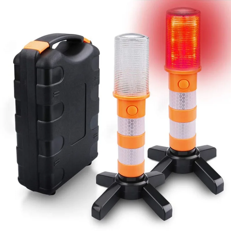 

2pcs Warning Light Magnetic Flashlight Emergency Roadside Flares Telescopic Baton Beacon Safety Strobe Light Signal Alert 2026