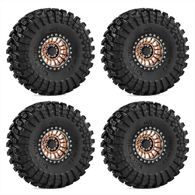 137MM Tires Metal Beadlock Wheel Rim Rubber Tire for CROSS YK TRX4 SCX10 1/8 H8H Upgrade Parts Rc Crawler Car