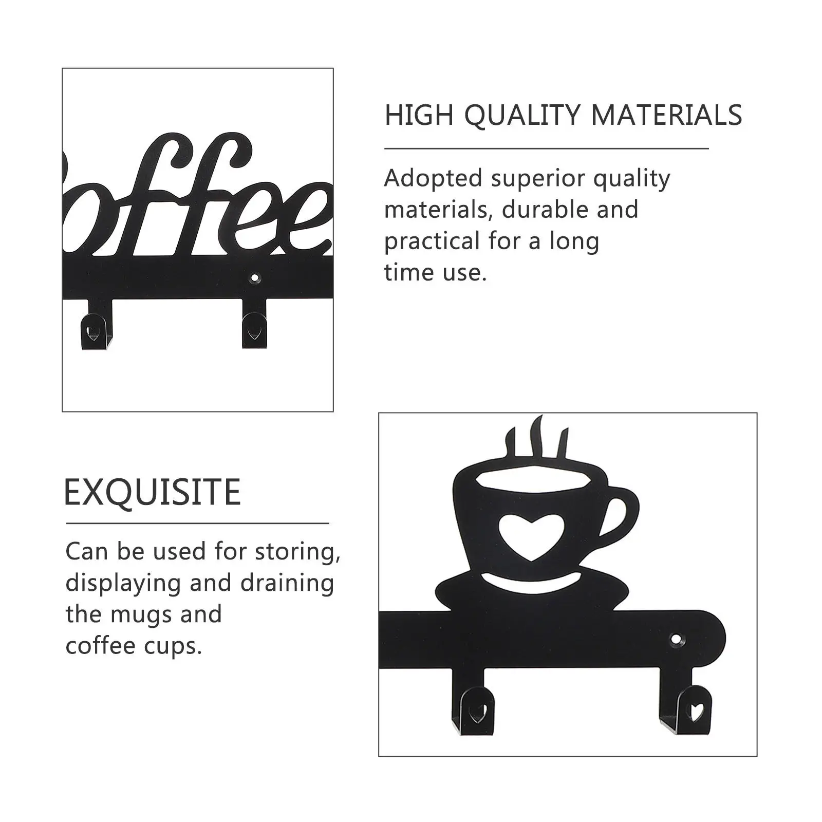 1Pcs Coffee Cup Hanging Rack Metal Mug Hanging Holder for Kitchen Bathroom Home Decor Drying Storage Display Organizer