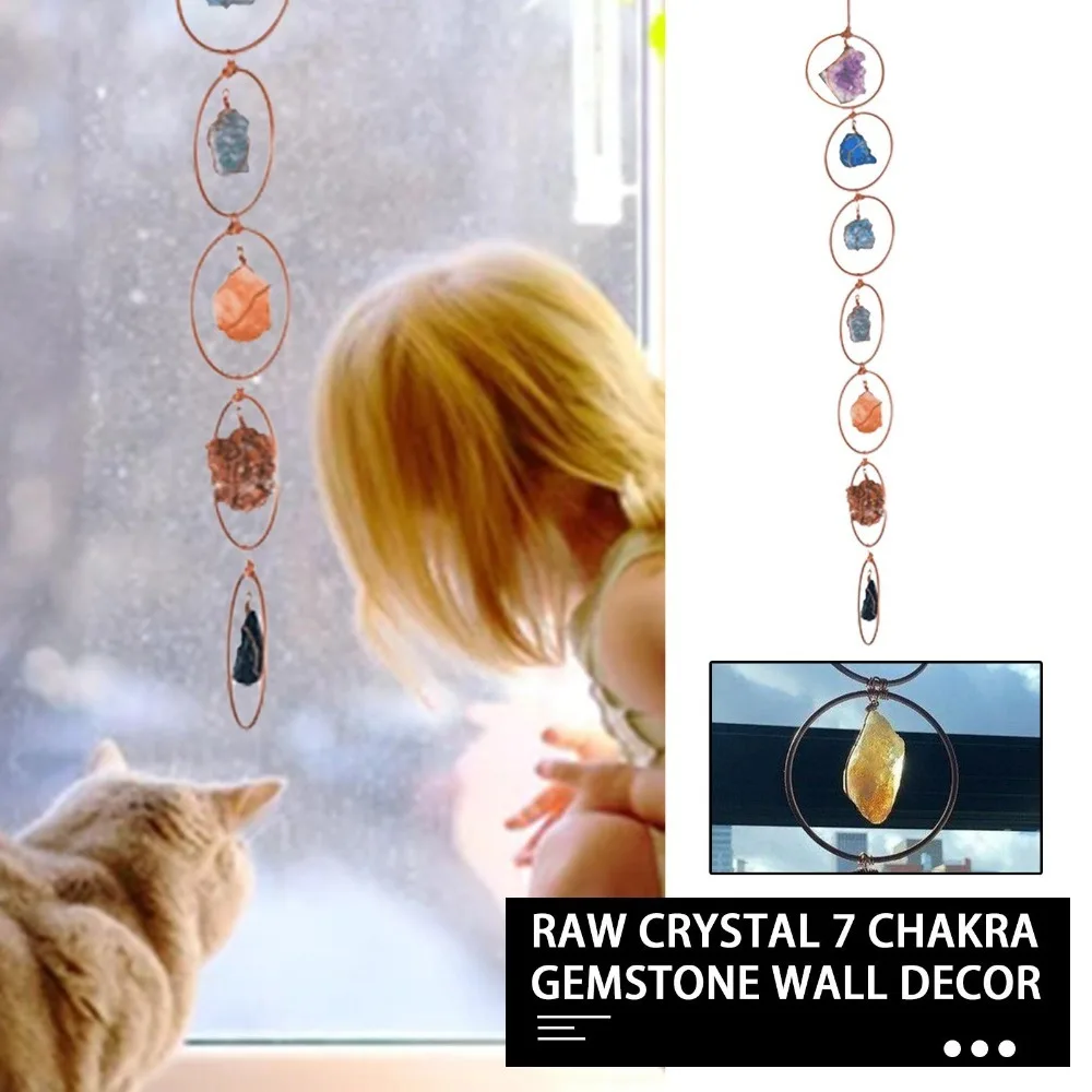 Decoración de pared de cristal con piedras preciosas de 7 chakras, decoración del hogar, adorno colgante Irregular, M7T9