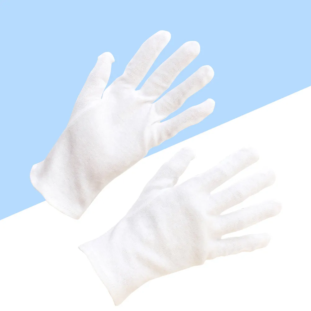 

12Pairs Cotton Safety Gloves One Size Fits Most Comfortable Reusable Protective Work Gloves for Coin Slides Picture Handling