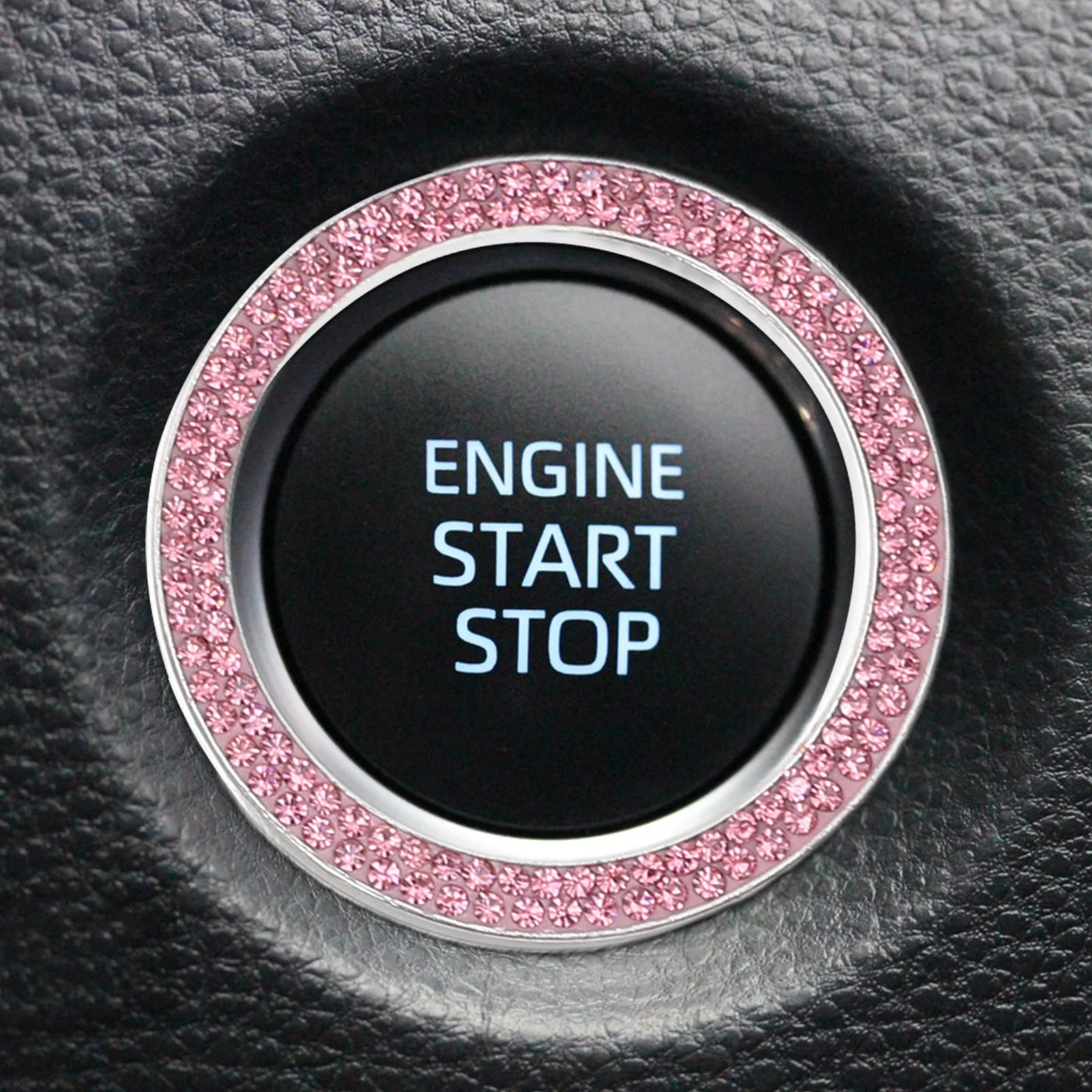 

4Pcs Sparkly Rhinestone Car Push Start Button Cover Luxury Engine Ignition Protector Universal Fit Car Interior Decoration
