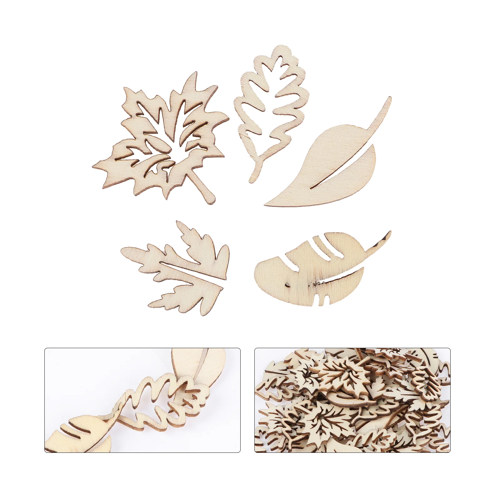 

50 Pcs Leaves for Crafts Wood Ornaments Blank Wooden DIY Projects Decoupage Shapes