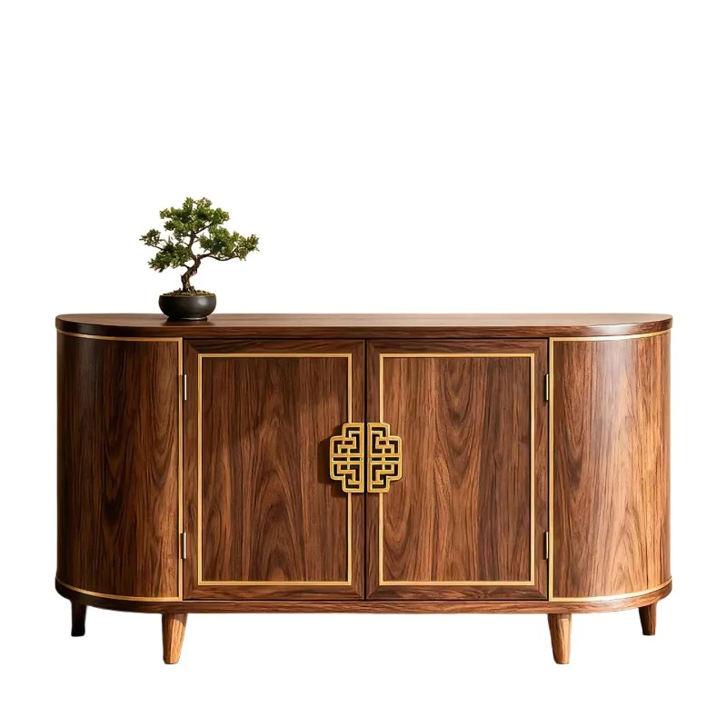 

New Chinese-style North American black walnut dining side cabinet Modern simple light luxury all solid wood porch cabinet Locker
