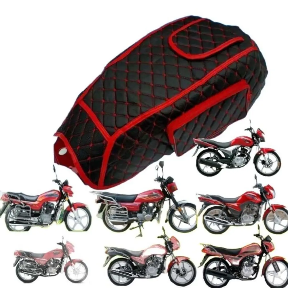 PU Leather Motorcycle Fuel Tank Cover Protective Universal Motorbike Tank Protector Side Pocket Quilted Fuel Tank Guard