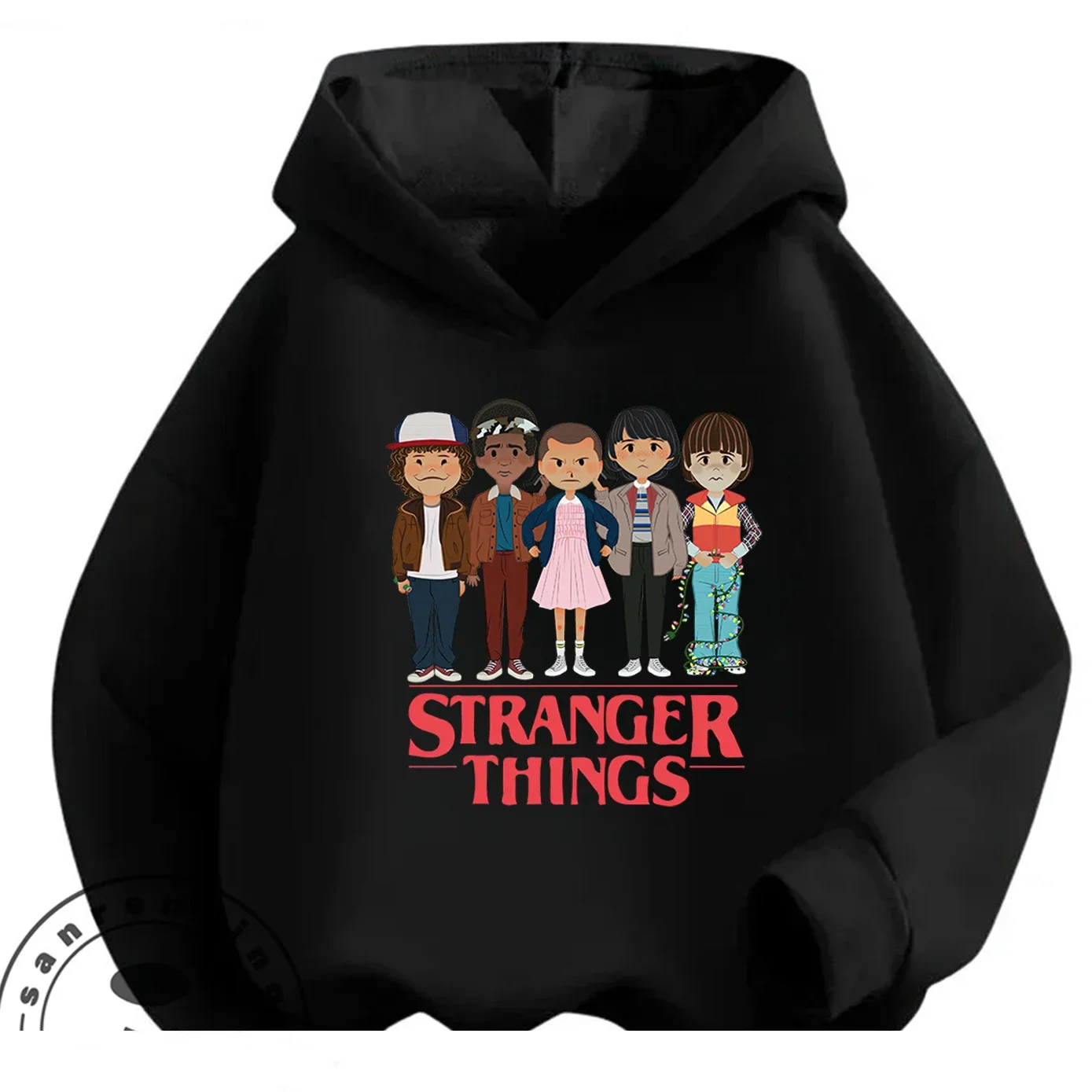 Sudadera con Capucha de Dibujos Animados para Niños, Diseño de Stranger Things, Tela Suave, Ropa Casual de Calle, Atuendo Diario, 3-14 Años