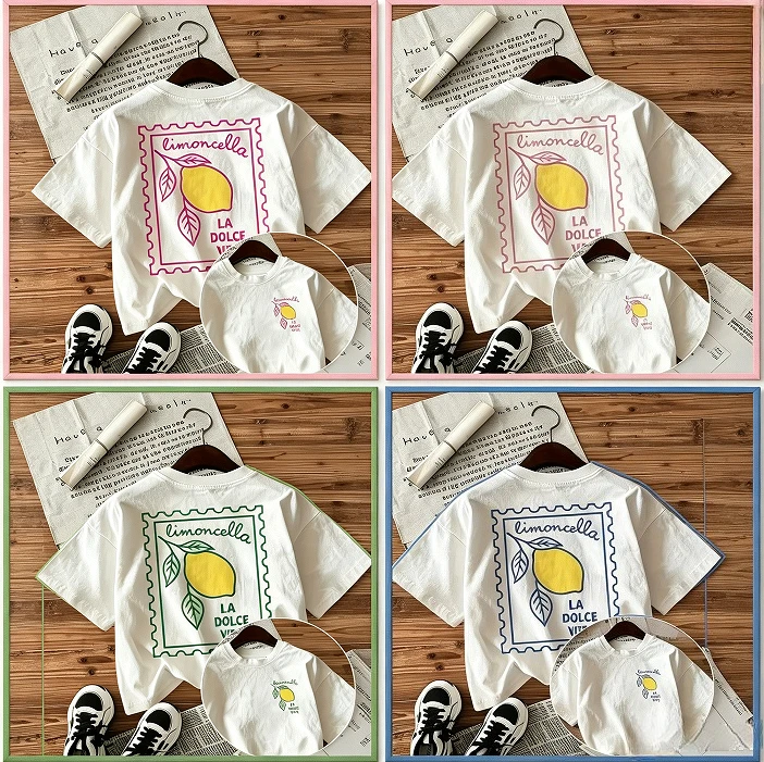 2026 Lady's T-shirt,Bright Lemon Graphic Print T-shirt, Short Sleeve Crew Neck Casual Top for Summer & Spring, Women's Clothing