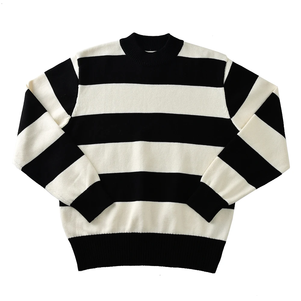 

Vintage Sweater for Men Thick Cotton Striped Prisoner Winter Christmas Pullover Motorcycle Outfit