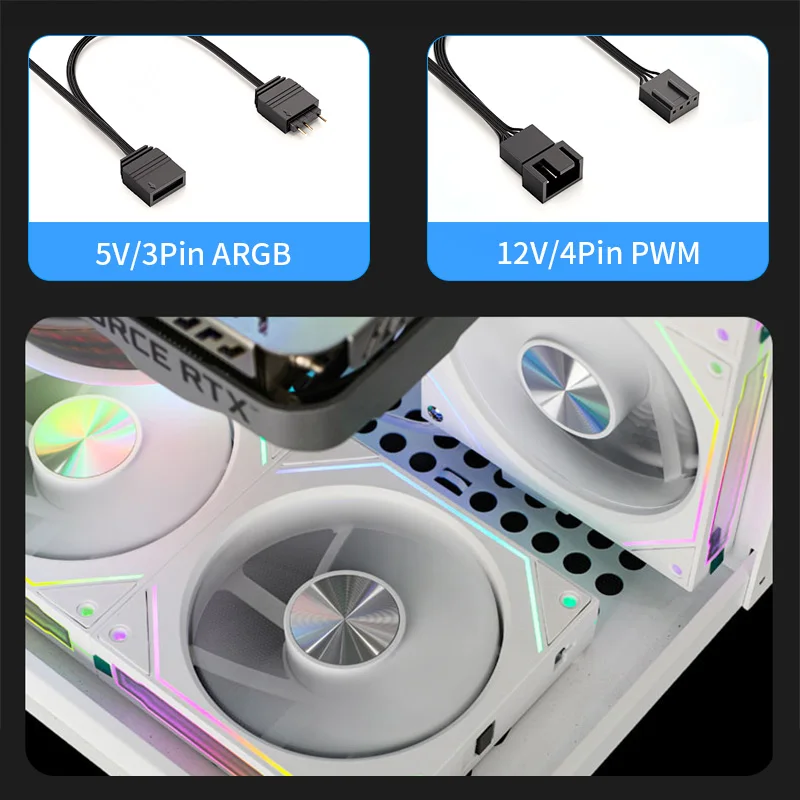 Coolcirc PC Case Fan Mirror Cycle ARGB CD Texture Wireless Splicing 3in1 Noiseless PWM 1800rpm Water Cooling Radiator Ventilador