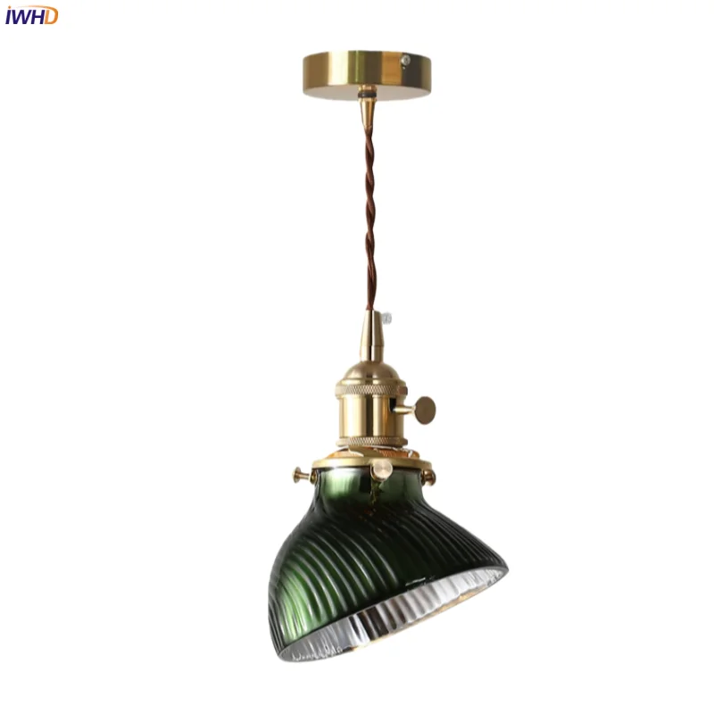 

IWHD Green Glass LED Pendant Lights For Bedroom Living Room Decor Balcony Mid Century Modern Hanging Lamp Lighting Hanglampen