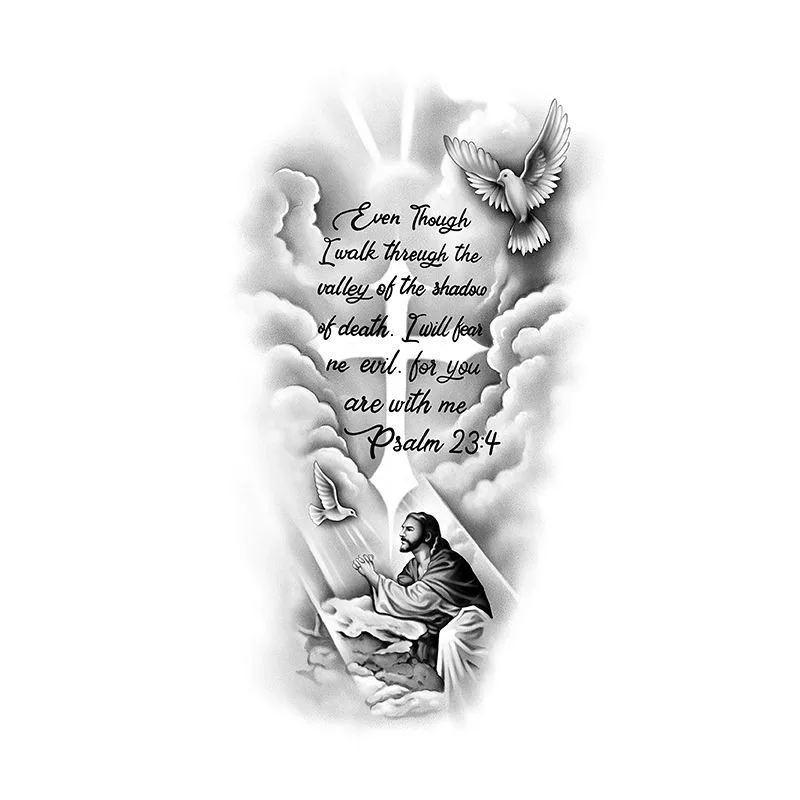

Jesus Black Characters Temporary Tattoos Peace and Love Body Art Waterproof Long-Lasting Fake Tattoo Sticker for Women Men