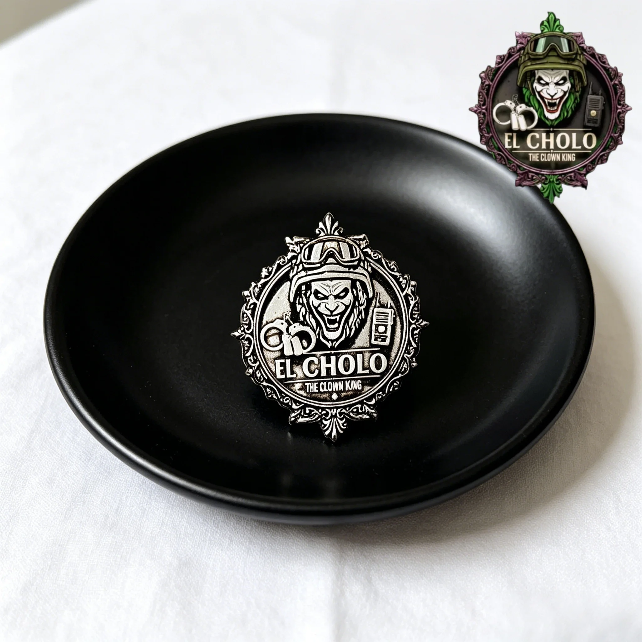 Custom Clown Logo Brooch Personalized Retro Gothic stainless steel Metal Badge for Jackets Hats Clothing for Men Women view 6