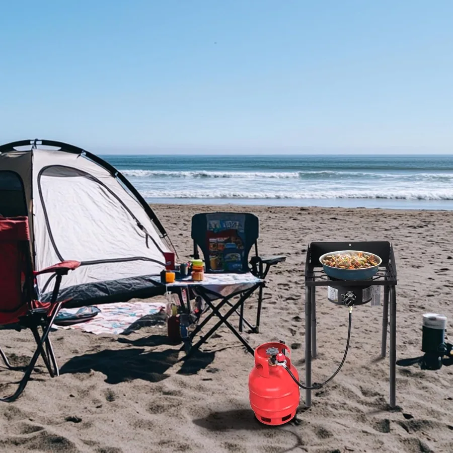 Red Mountain Valley Fornello a gas da campeggio portatile da esterno con un bruciatore con gambe rimovibili Borsa portatile e fornello da campeggio per parabrezza