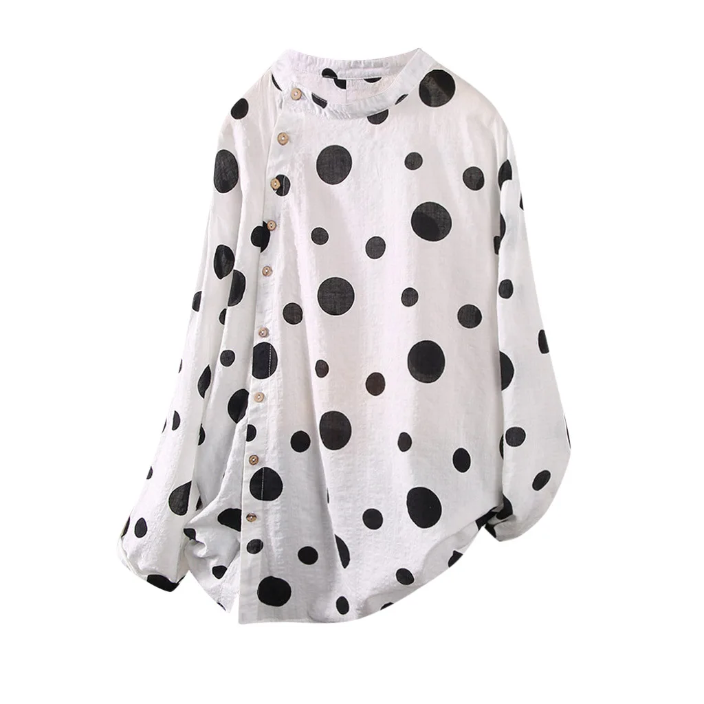 2019 Autumn New Fashionable Long Sleeved Polka Dot Chiffon Shirt For Women