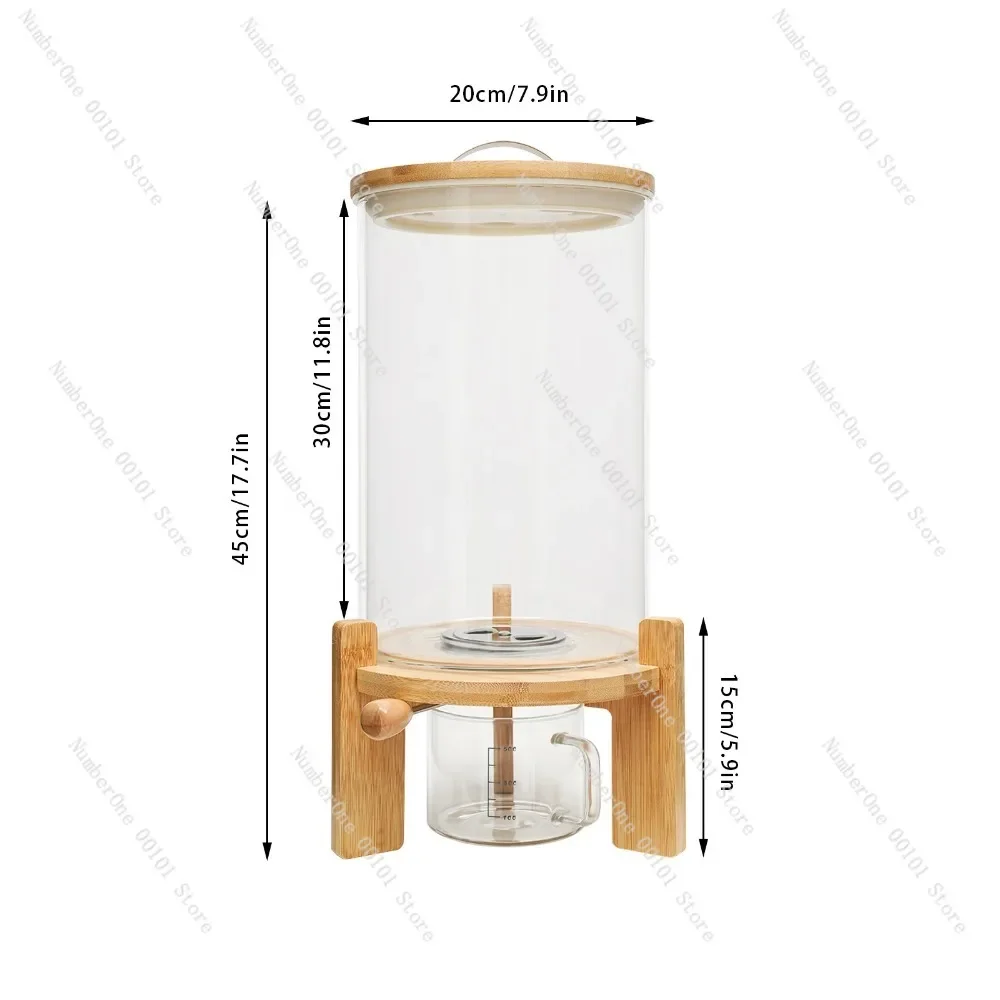 Kitchen Storage 7.5L Rice Dispenser Grain Container Flour Cereal Storage Dry Food Glass Bottle With Valve