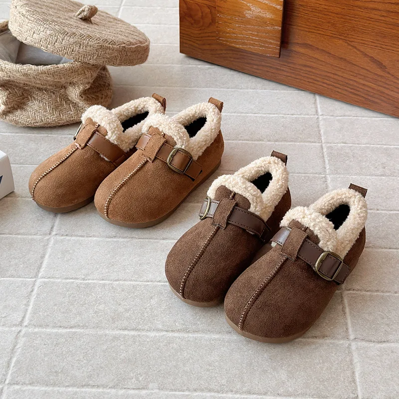 أحذية قطنية مخملية دافئة للفتيات لشتاء 2025 النسخة الكورية الجديدة أحذية الأميرة المسطحة غير الرسمية ذات الرقبة المنخفضة #3