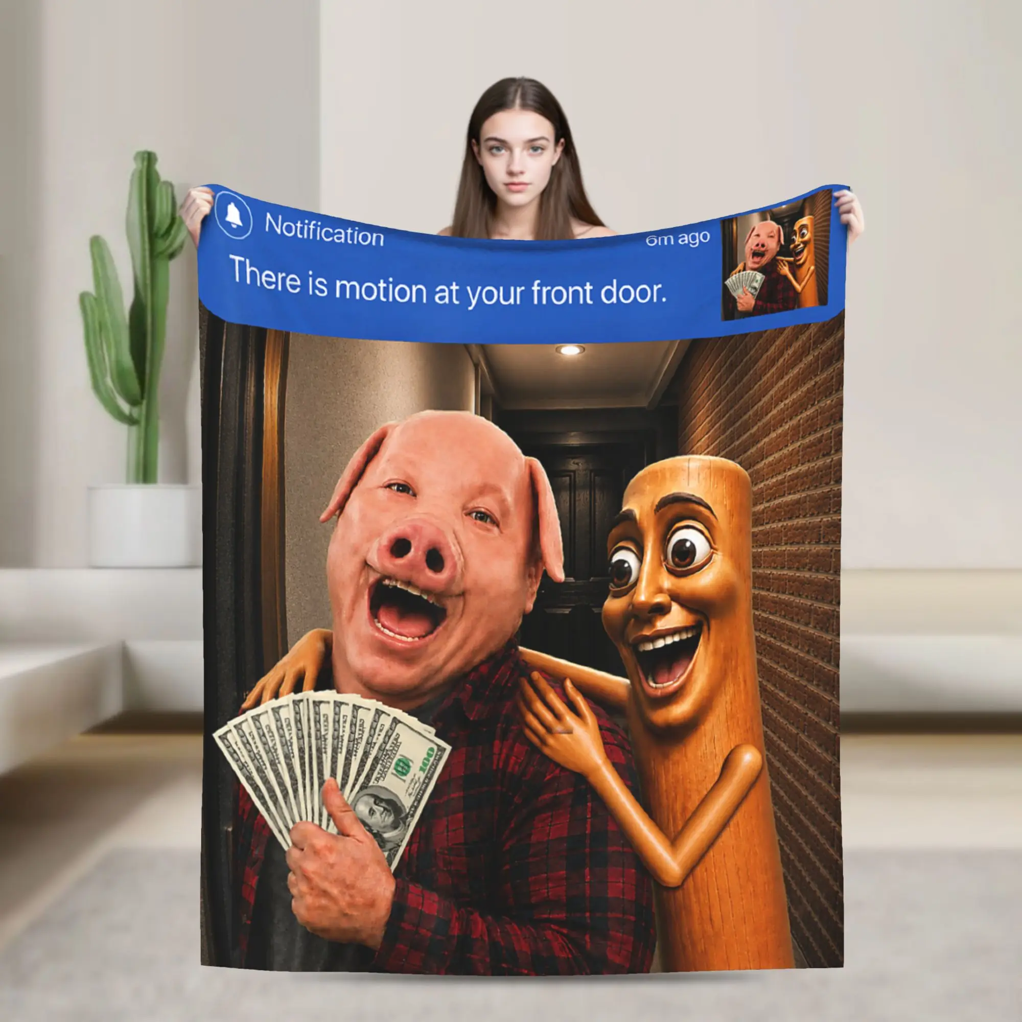 There is Motion at Your Front Door Tung Sahur John Pork Meme Blankets Soft  Bedding Throws Winter Office Sofa Home Bedspread